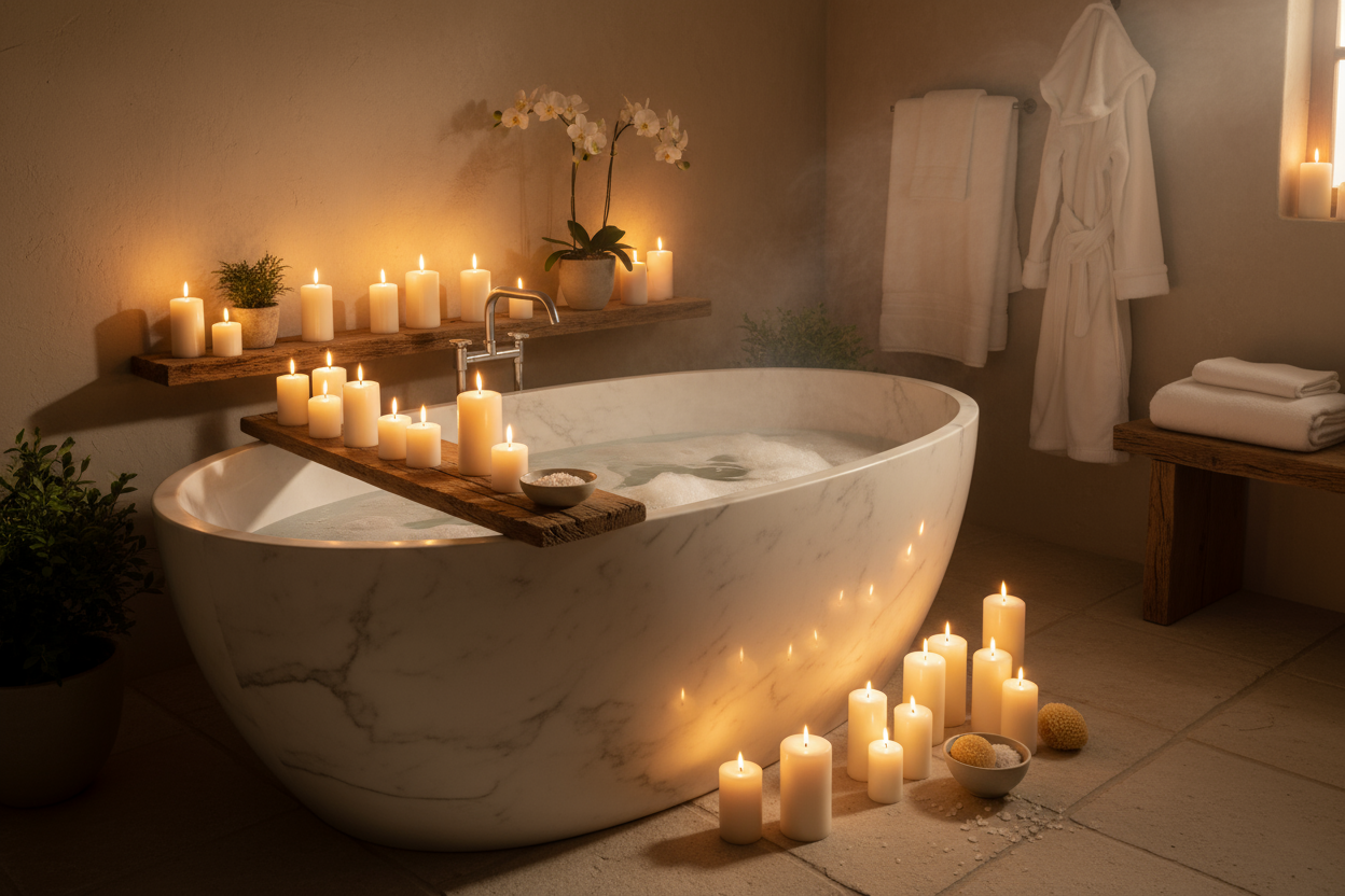 Peaceful candle bath
